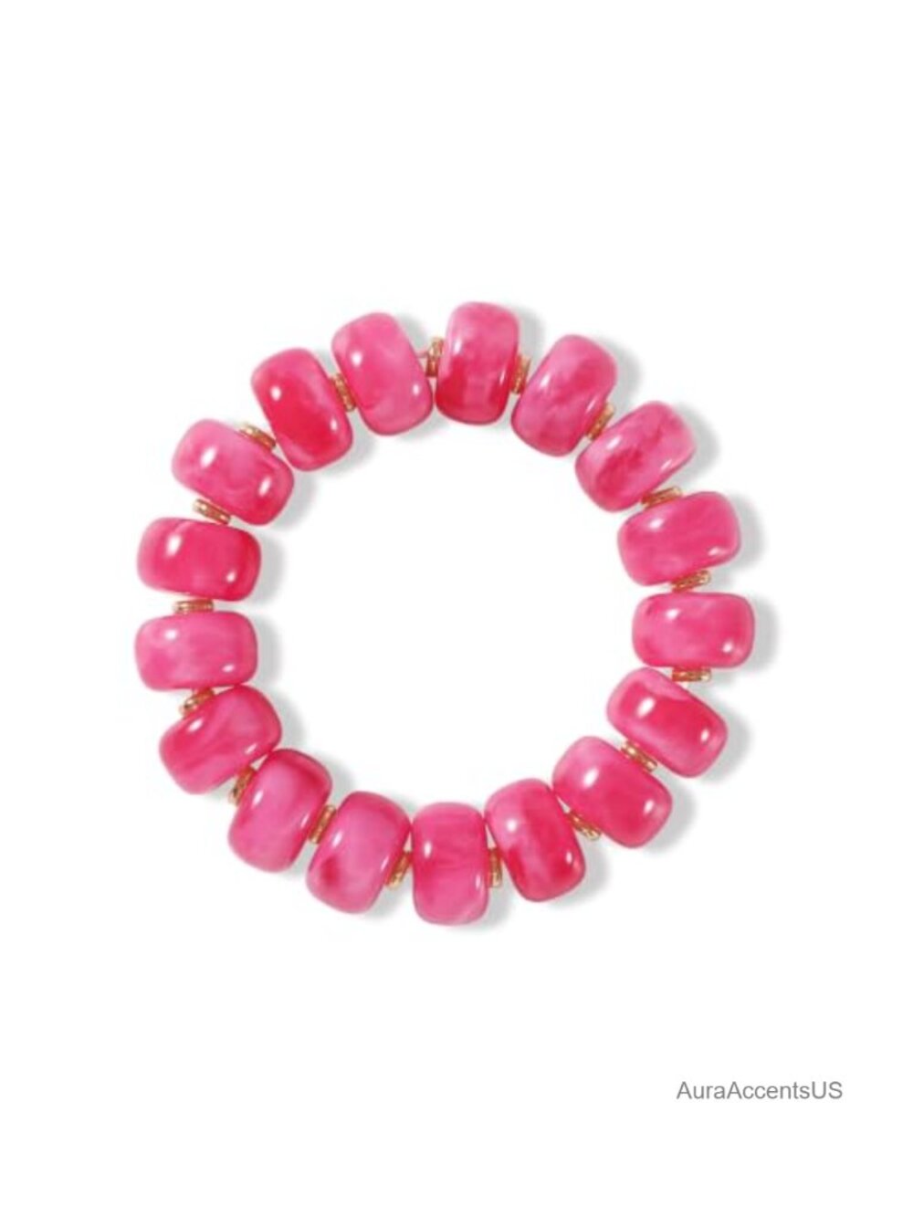 Chunky Resin Beaded Stretch Bracelet Gold Spacer Statement Women